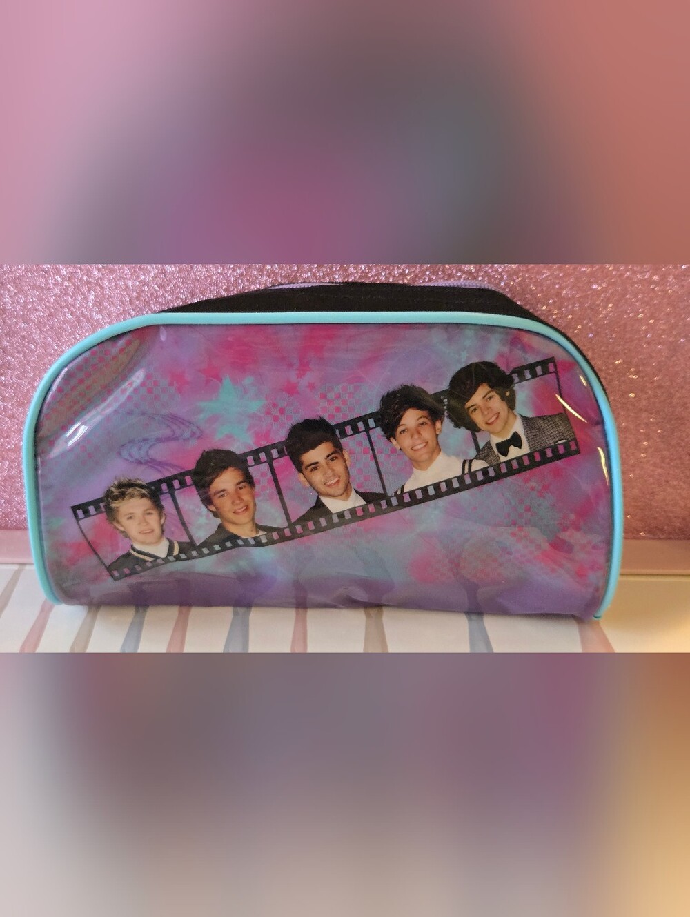 Vintage 2013 One Direction 1D Cosmetic Bag Film Strip Signatures Harry Styles